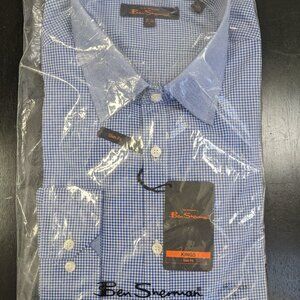 Ben Sherman - Blue & White Button Down Long Sleeve, Large